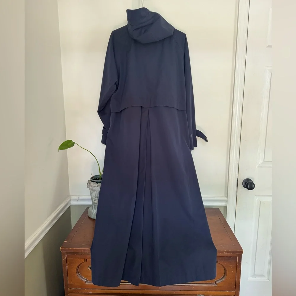 LL Bean Women's Navy Blue Long trench Coat - Picture 8 of 8